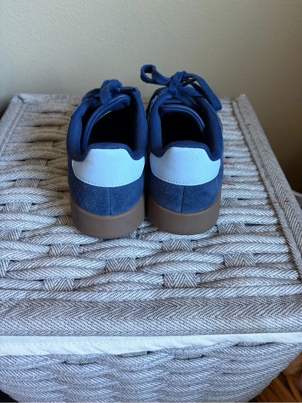 adidas Men’s Navy Suede Sneakers with Light Blue Stripes and Gum Sole